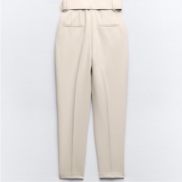 Zara Women’s High Waisted Trouser w/ Fabric Covered Belt. Small. Cream. EUC. - Picture 6 of 10